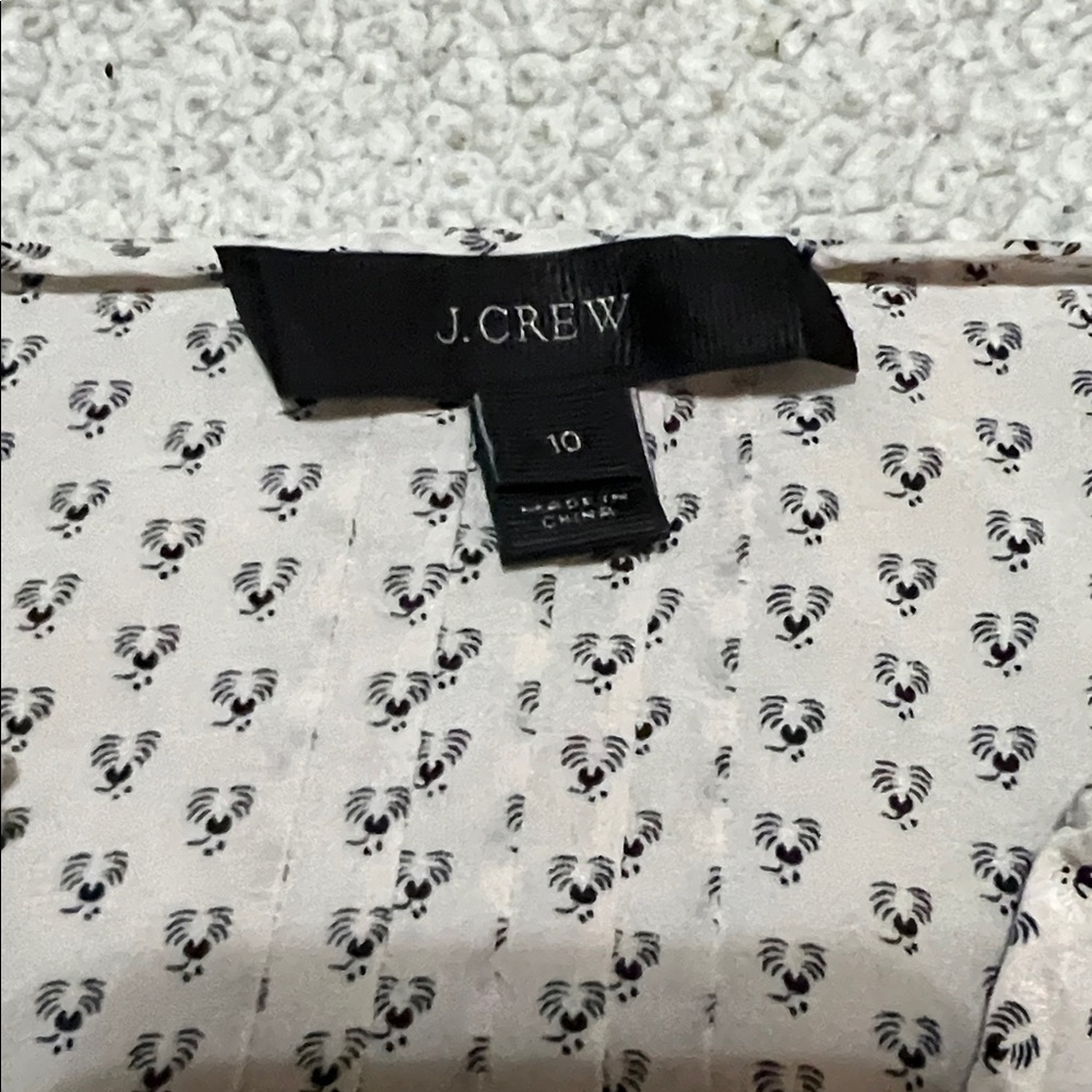 J. Crew Cream Patterned Ruffle Blouse - Picture 2 of 8